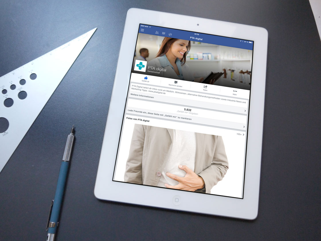PTA-digital - Facebook-Kanal auf einem Tablet